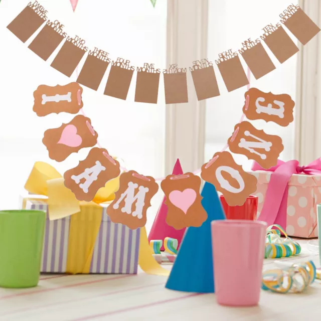 Baby First Birthday Banner "I " and 1-12 Months Photo Rope Banner for