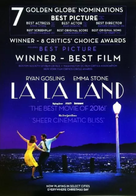 LA LA LAND 2016 Golden Globe Nominations DS 2 Sided 27X40" Movie Poster E Stone