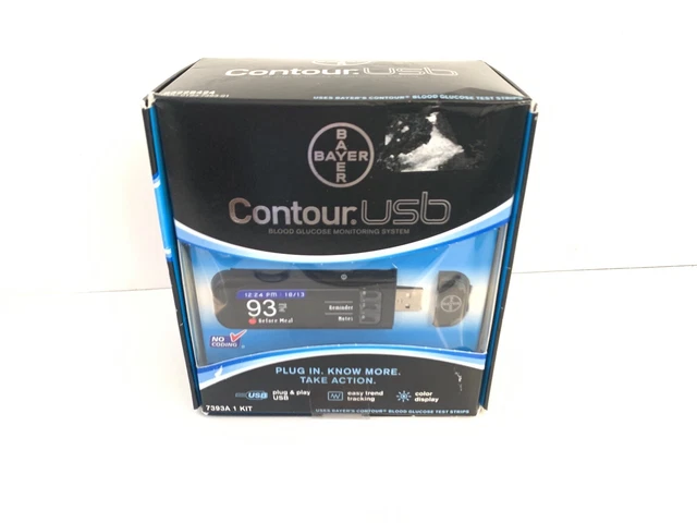 Kit de prueba de glucosa en sangre Contour USB modelo 7393A vencimiento 2016 NUEVO