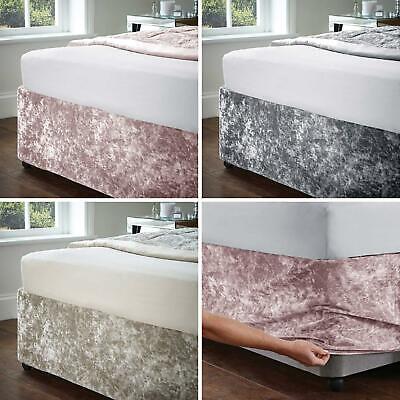 Catherine Lansfield Crushed Velvet Divan Wrap Glam Elasticated Bed Base Covers