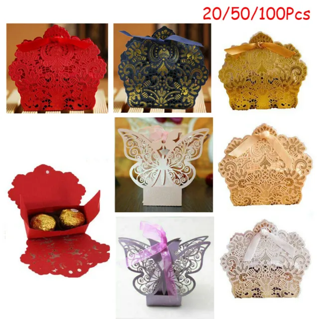 25/50/100PCS Romantic Lace Wedding Favour Party Sweet Cake Gift Candy Boxes New