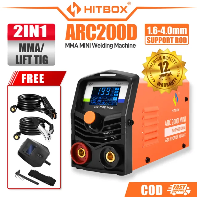 HITBOX ARC Welder 240V Inverter 200A Lift TIG MMA Mini Welding Machine Hot Start