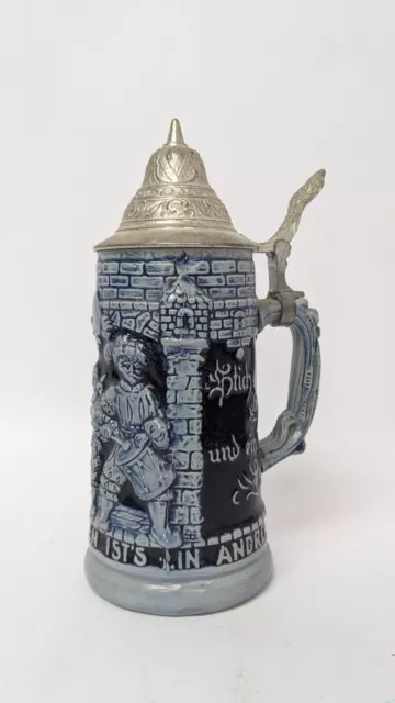 Vintage German Cobalt Salt Glaze Beer Stein Tankard A108 B891