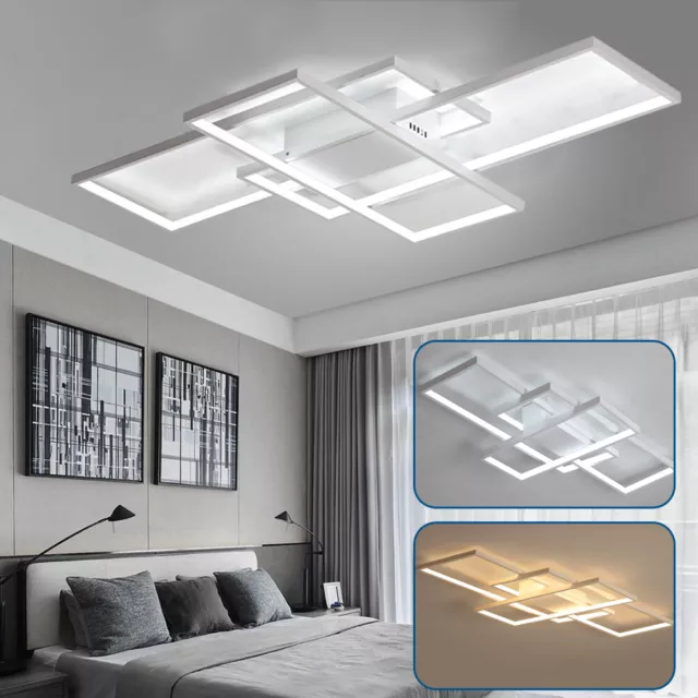 Square Ceiling Fixtures Light With Remote Control Pendant Dimmable Chandelier