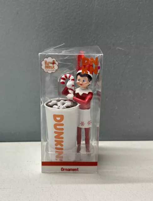 Dunkin Donuts Girl Elf on the Shelf Hot Chocolate Candy Christmas Ornament 2019