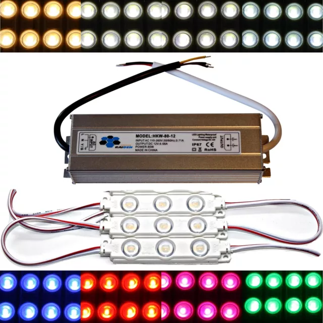 50x LED Module + 80 Watt Alimentation - 12V 5730 Puce Blanc Chaud Froid