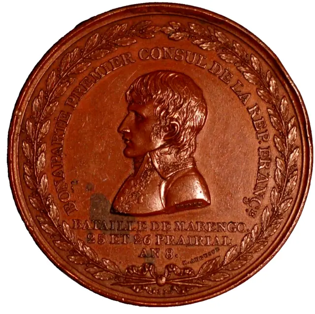 France Napoleon Bonaparte Battle of Marengo Bronze Medal Year 8 1800 Paris