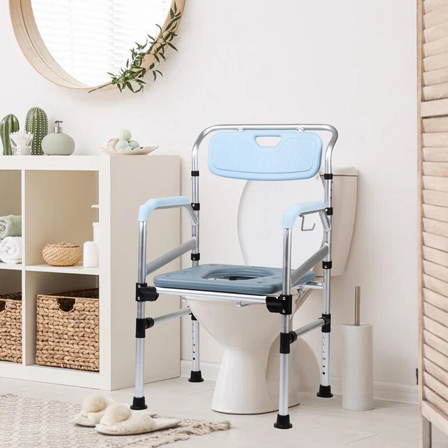 Toilettenstuhl 43*43cm Nachtstuhl Toilettenhilfe inkl. Eimer mit Rückenlehne