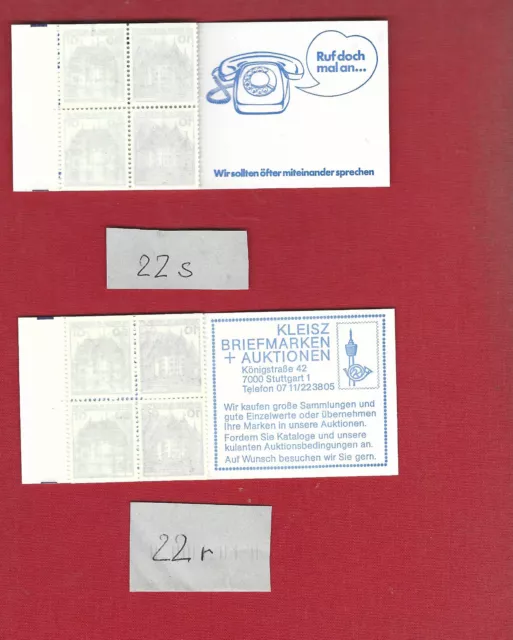Bund 1980 - 2 x MH 22 s + 22 r postfrisch - A 20 -