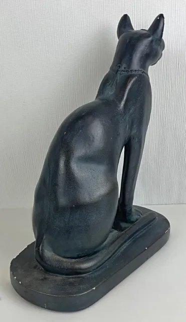 Ancien XXème statuette de chat Bastet en plâtre signé JP.MD 509 2