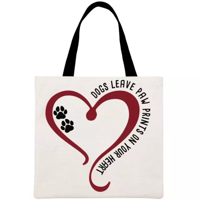 Dogs leave paw prints on your heart Printed Linen Bag