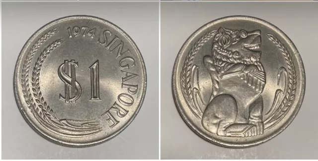 1974 Singapore Merlion Circulating Coin - 1 One Dollar