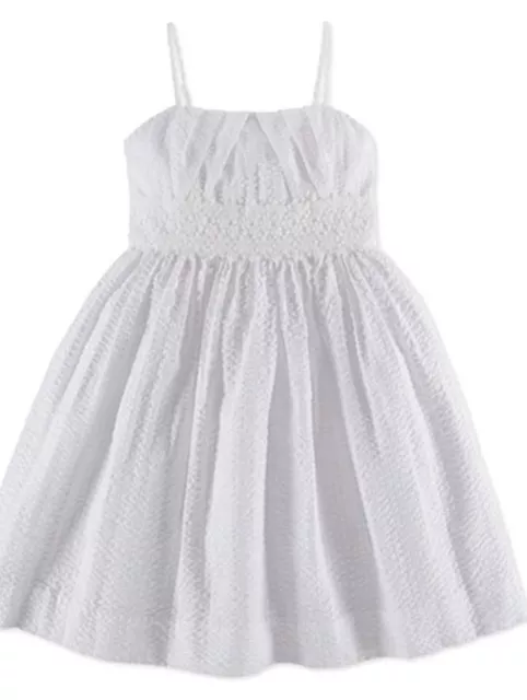 BNWOT Ralph Lauren Girls Swiss Dot White Seersucker Dress 100% Cotton Age 12