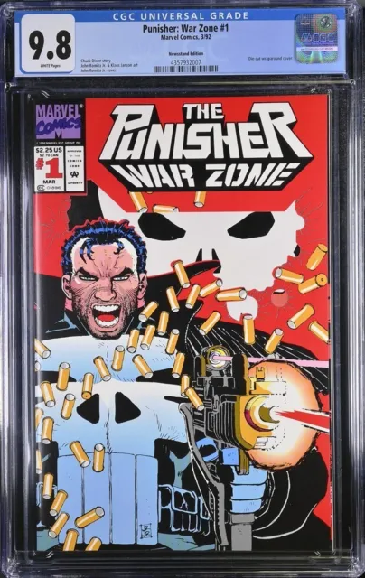 Punisher War Zone #1 newsstand CGC 9.8 W 1992 Marvel Romita Jr die-cut cover
