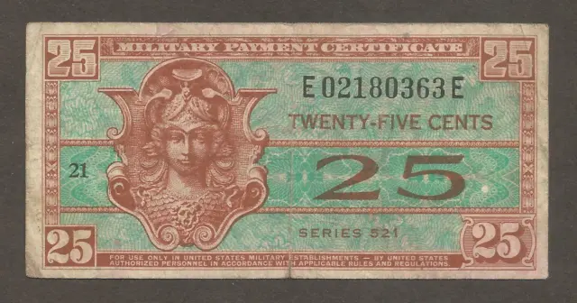 USA Military Payment Certificate 25 Cents 1954 (series 521); F; P-M31; L-B1031a