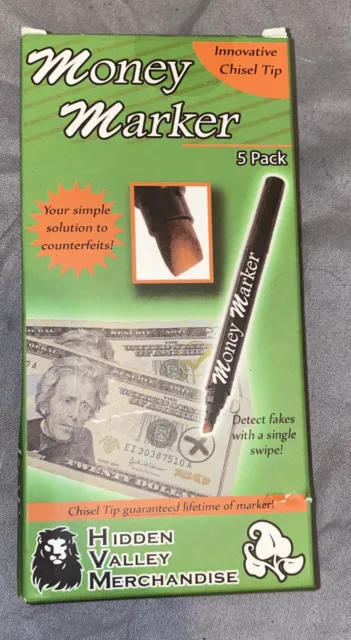 (5 Pens) Money Marker -- Counterfeit Fake Bill Detector Counterfit Dollar Pen