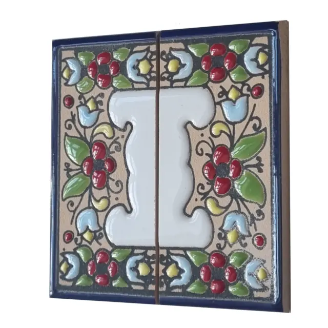 7.5cm x 3.5cm | Cherry Ceramic Numbers Tiles | Letters Tiles | Metal Frames 2