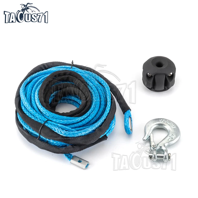 1/4 Inch x 50 7700LBs Synthetic Winch Line Cable Rope Fairlead Hook for ATV UTV