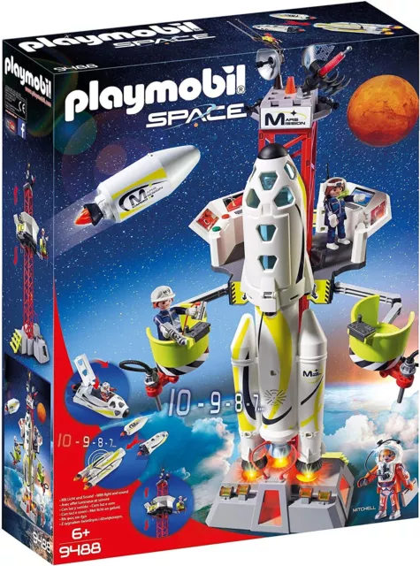 PLAYMOBIL® Space 9488 Mars Rakete mit Startrampe Weltraum 1 LED DEFEKT