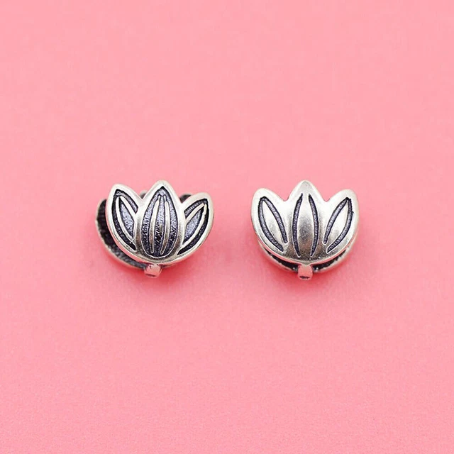 Plata de ley 925 Lotus Flower Prise depósito deslizador conector colgante A2939