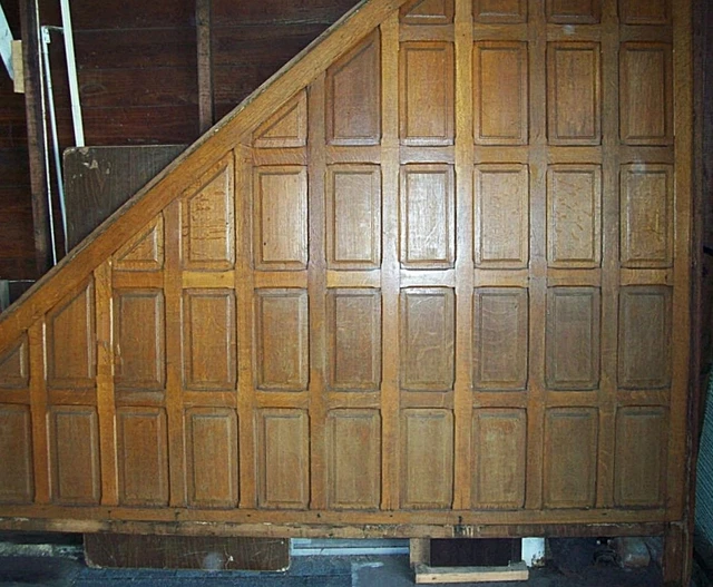 Antique Victorian Tiger Oak Wood Stairs Wainscoting  Architectural Raised Panel