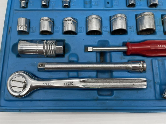 Kraeuter USA  3/8 Ratchet Socket Tool Set 21 Piece Set SAE Made USA *Missing 2* 6