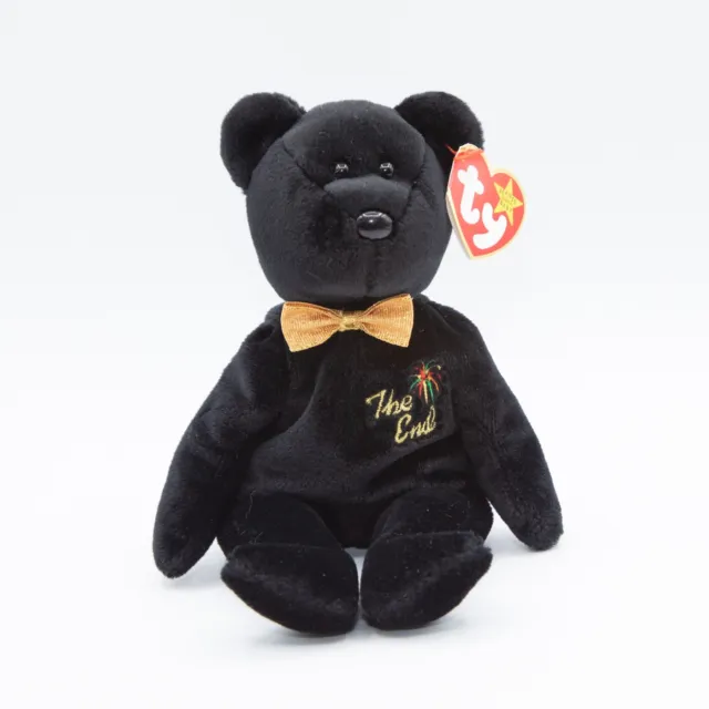 Ty Beanie Babies "The End" - Y2K Bear Plush Stuffed Animal Black - 1999