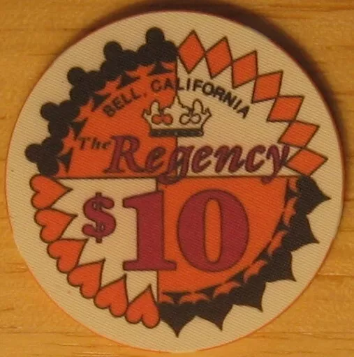 $10 The Regency Bell California Casino Poker Chip