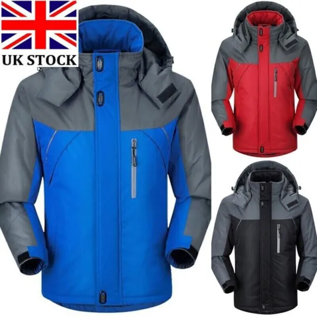 UK Mens Winter Warm Fleece Jacket Coats Lining Thick Waterproof Mountain Jackets