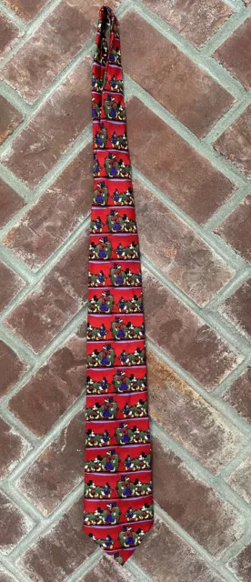 The Disney Store Christmas Tie Mickey Mouse Goofy Donald Duck With Cut Tree Silk