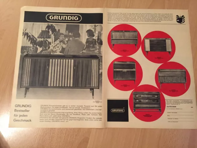 ORIG REKLAME WERBUNG 1963  GRUNDIG Konzertschrank Bestseller für jeden Geschmack