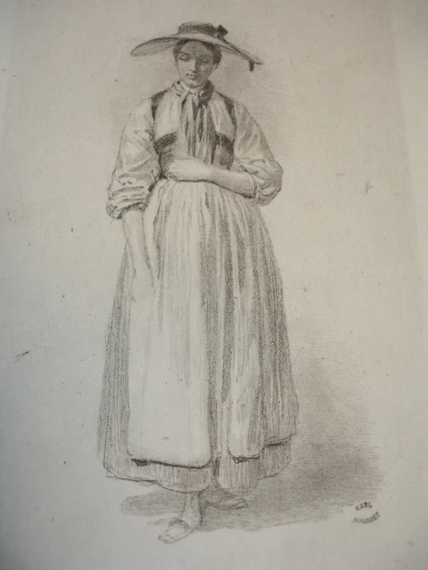 GRAVURE XIXe VOYAGE EN SUISSE  signée Karl Girardet 1849