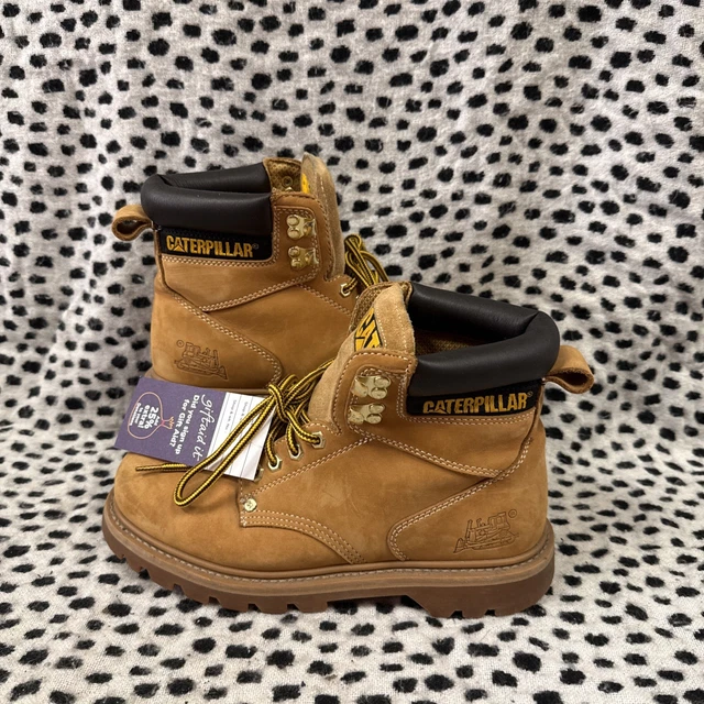 CATERPILLAR CHESTNUT BROWN Leather Lace Up Work Boots Size UK 8 Wide ...