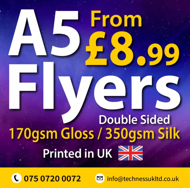 A5 Flyers Printed Full Colour 170gsm 300gsm Silk - A5 Flyer Printing