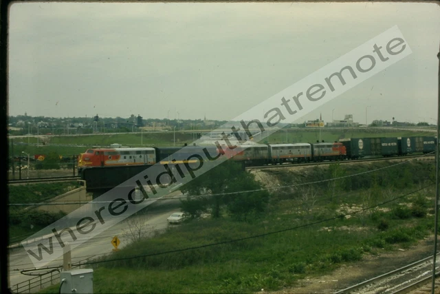 Original Slide Atchison Topeka & Santa Fe ATSF 303C EMD F7A  So. Joliet ILL 1973