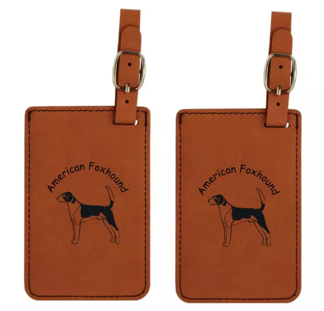 L1244 American Foxhound Luggage Tags 2 Pk FREE SHIPPING  200 Breeds Available  
