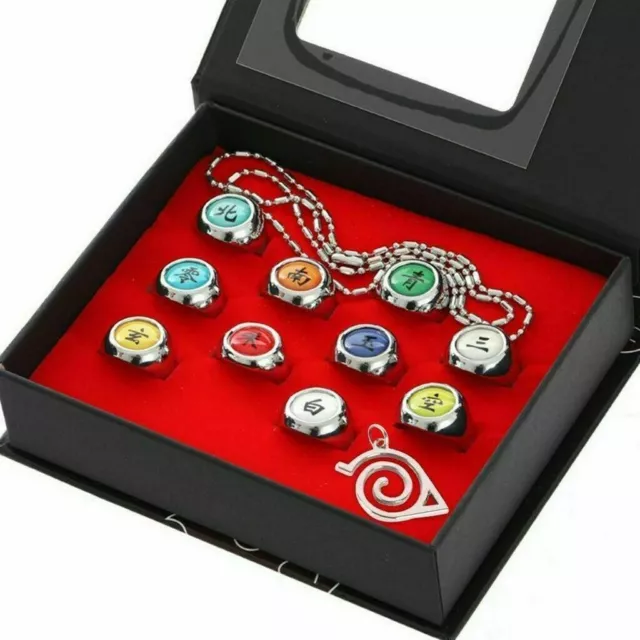 Gift Anime Naruto Akatsuki Figure Cosplay Necklace Ring Set Collection Jewellery