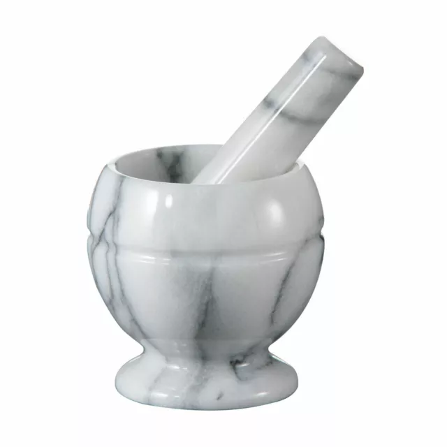 White Marble Mortar and Pestle Hand Crusher Kitchen Spices Herbs Grinder Mixing