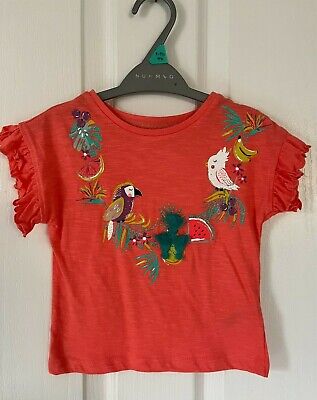 Nutmeg Orange Pretty Parrot Embroidered Logo Short Sleeve Tshirt Bnwot Rrp £12