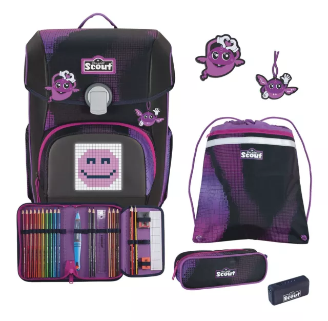 Scout Movie Star Neo juego de 4 piezas mochilas escolares rosa píxel púrpura