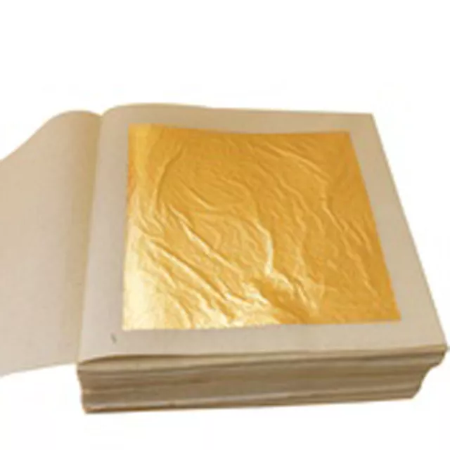 10 Feuilles d'Or 24K Comestible 8x8cm Déco gâteau boisson plat etc..