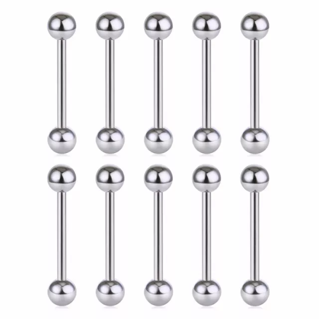 6Mm - 38Mm Zunge Piercing Stab Gerade Brust Helix Bauch Edelstahl Silber Hantel