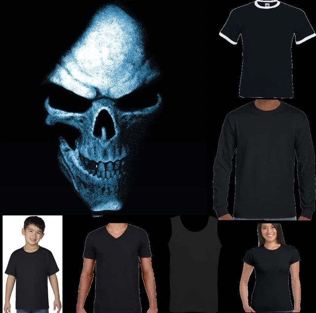 Evil Teschio The Grim Reaper Demone Biker Gotico Demonic Moto Hell Tatuaggio Top
