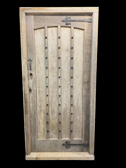 Large Solid Oak  Front Door + Frame Antique Period Reclaimed Old Wood Iron Studs