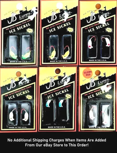 🌟 JB Fishing Lures Glow ICE SICKEL Jigs Choice of Size & Color