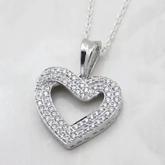 2Ct Round Cut Lab Created Diamond  Heart Shape Pendant 14k White Gold Finish