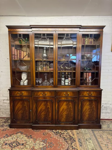 Fabulous Quality Flame Mahogany Bevan Funnell Brakefront Four-Door Bookcase