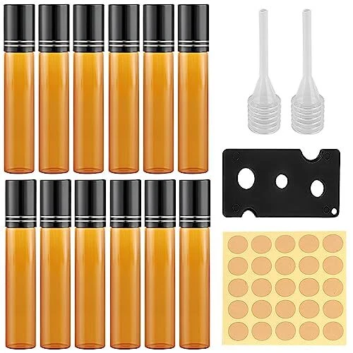 Roll on Lot de 12 bouteilles en verre pour huiles essentielles 10 ml - Vide avec