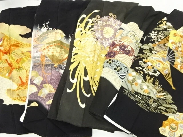 40263# Japanese Kimono / Antique Tomesode / Set Of 5