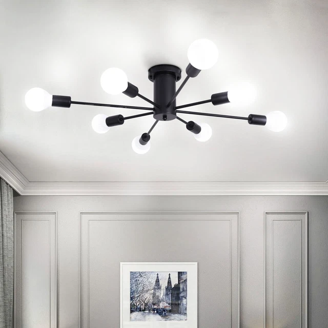 Sputnik Chandelier Lighting Gold Pendant Ceiling Light Fixture Semi Flush Mount